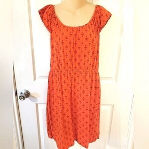 Women’s Orange Scoop Neck Casual Dress